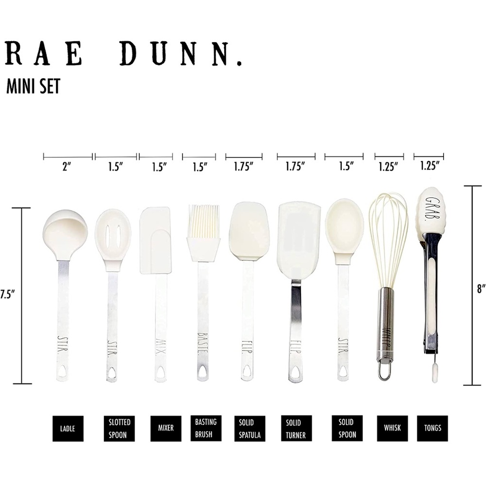 NWT Rae Dunn 9pc Mini Kitchen Utensil Set